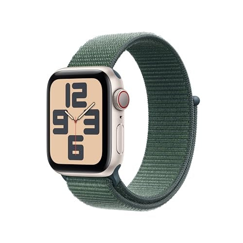 Apple Watch SE 2nd Generation (GPS+Cellular) 40mm Aluminum Case with Lake Green Sport Loop - Starlight - (2024)Open Box - Bellso